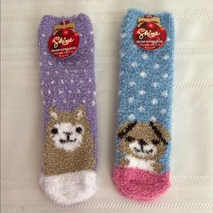 Women's Shine Holiday Slipper Socks Size 5-10 Llama and Dog Kohls NWT